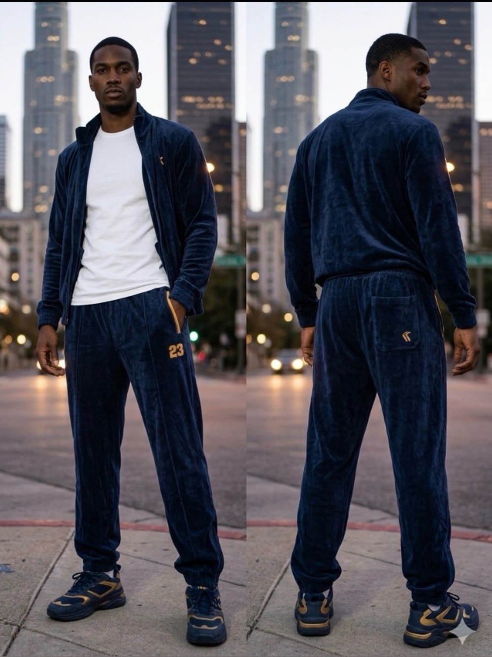 Vintage Y2K Kani by Karl Kani 23 Navy Velour Jogger Track Zip Ankle Pants XXL